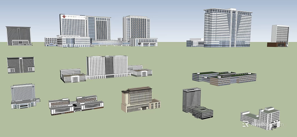 Modern Architectural Models Showcasing Various Urban Building Designs And Structures 3d model 