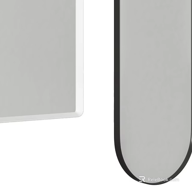 Modern Mirror With Rectangular White Frame And Oval Black Frame Design 3d model 