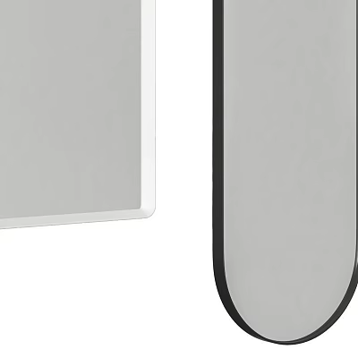 Modern Mirror With Rectangular White Frame And Oval Black Frame Design 3d model