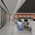 Modern Public Office Space With Workstations White Office Chairs Green Planters And Gray Floor