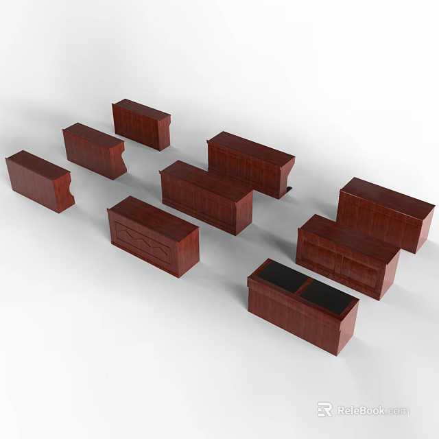 Dark Brown Wooden Conference Tables With Various Styles For Office Use 3d model 