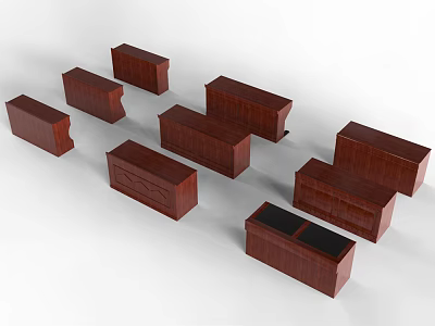 Dark Brown Wooden Conference Tables With Various Styles For Office Use 3d model