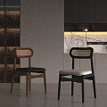 Modern Single Chair With Woven Backrest Black Frame And Green Upholstered Seat In Open Kitchen