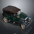 Classic Vintage Green Car With Brown Soft Top And Retro Design Features