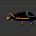 Futuristic Black And Yellow Aircraft With Flame Exhaust And Streamlined Design