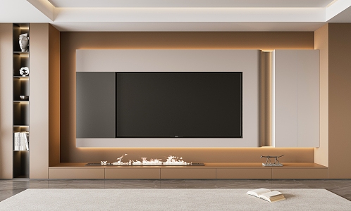 Living Room TV Wall Light Luxury TV Wall 3d model