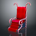 Festive Red Chair Design With Candy Cane Armrests And Stair Steps