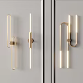 Modern Gold Metal Wall Lamp With Slim LED Tube And Minimalist Design Style