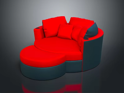 Modern Red Sectional Sofa With Multiple Plush Cushions And Stylish Living Room Design 3d model