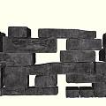Stacked Black Stone Blocks With Irregular Shapes And Textured Surfaces 3d model