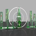 Tsingtao Beer Exhibition Display Stand With Central Bottle And Surrounding Pillars