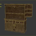Vintage Rustic Wooden Cabinet Design With Drawers And Open Shelves
