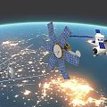 Satellites And Spacecraft With Blue Solar Panels Orbiting Earth 3d model