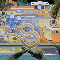 Vibrant Kids Playground With Circular Tracks Colorful Ground Slides Climbing Structures And Trees