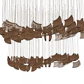 Elegant Modern Wooden Multi Layer Chandelier For Interior Design With Artistic Hanging Structure 3d model