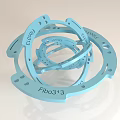 Blue Circular Layered Decorative Ornament Set With Holes And Fibo313 Text