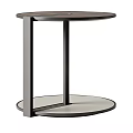 Modern Round Coffee Table With Metal Frame And Double Tier Design 3d model