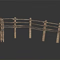 Rustic Outdoor Curved Wooden Fence Structure With Wooden Posts And Rails