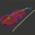 Red Wooden Violin With Bow For Musical And Daily Household Use