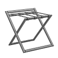 Dark Foldable Stool With Slatted Seat And Metal Crossed Legs Frame Design