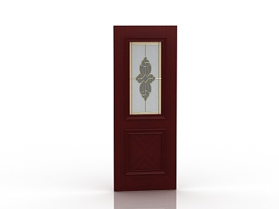 European-style solid wood door 3d model