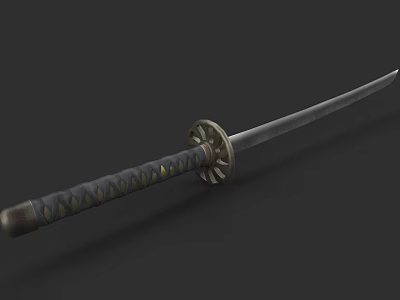 Traditional Samurai Sword With Wrapped Handle Decorative Guard And Sharp Blade 3d model