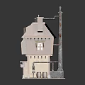 Two Story Wooden House Model With Sloped Roof Porch Windows And Chimney