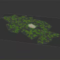 Green Clover Shapes Surrounding White Small Square on Gray Background
