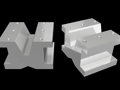Two Sturdy Metal Hardware Brackets With Holes For Industrial Mechanical Use 3d model