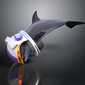 Futuristic Sci Fi Shark Head Model With Helmet Like Gear Purple White And Orange Accents