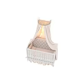 White Baby Bed With Pink Canopy And Star Decorations For Kids Room