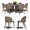 Modern Dining Table and Chair Combination Round Table and Chair Combination 3d model