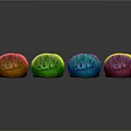 Colorful Shiny Fan Shaped Plants with Red Green Blue Pink Hues on Gray Background