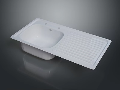 White Kitchen Sink With Integrated Drainage Board For Home Daily Use 3d model