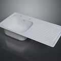 White Kitchen Sink With Integrated Drainage Board For Home Daily Use