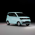 Light Blue Small Mini Car With Red Front Logo And Compact Body Design 3d model