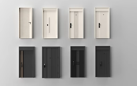 Modern security door entry door 3d model