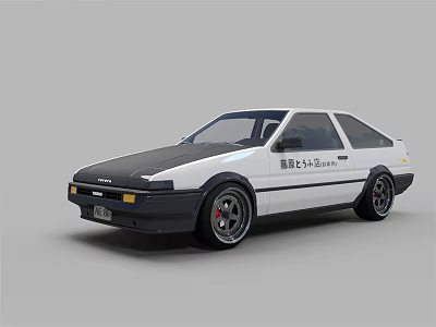 White Two Door Functional Car With Black Hood And Sporty Wheels Classic Design 3d model