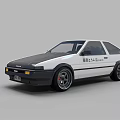 White Two Door Functional Car With Black Hood And Sporty Wheels Classic Design
