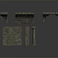 Various Stone Decorative Columns With Architectural Masonry Components And Wall Panels 3d model