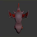 Purple Dragon Character 3D Model with Red Eyes Red Wings and Light Colored Body