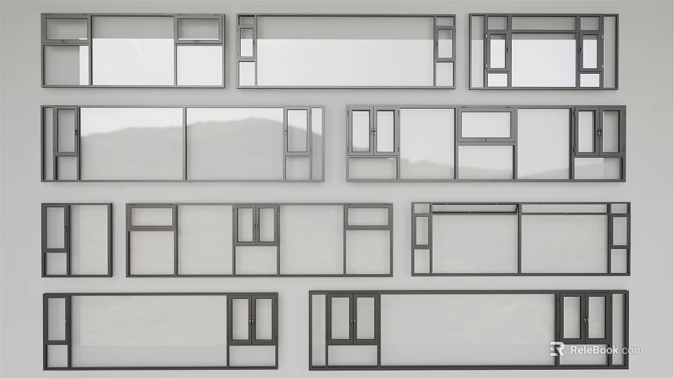 Floor-to-Ceiling Windows Different Modern Design Styles With Frame Options and Details 3d model