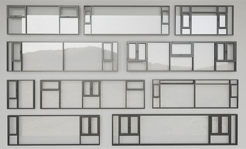 modern floor-to-ceiling windows 3d model