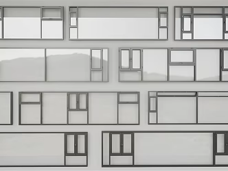 modern floor-to-ceiling windows 3d model