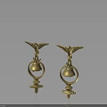 Pair Of Golden Winged Bell Shaped Decorative Ornaments With Classic Design