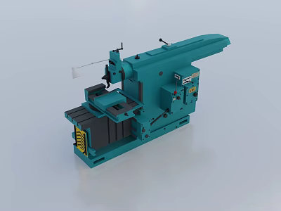 Industrial Teal Horizontal Machine Tool With Workbench Control Panel And Sturdy Design 3d model