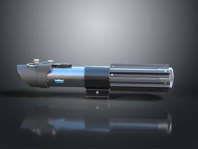 Futuristic Sci Fi Weapon With Metallic Black Silver Design Blue Accents And Reflective Surface 3d model