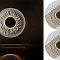Modern Textured Circular Wall Decor Set Of Two With LED Lighting And Beige Gray Finish