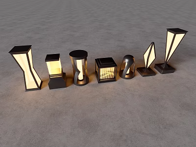 Modern Outdoor Lights With Various Stylish Designs Different Shapes And Warm Illumination 3d model