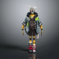 Futuristic Robot Character Wearing Hooded Jacket With Neon Green Accents Mechanical Limbs And Sneakers